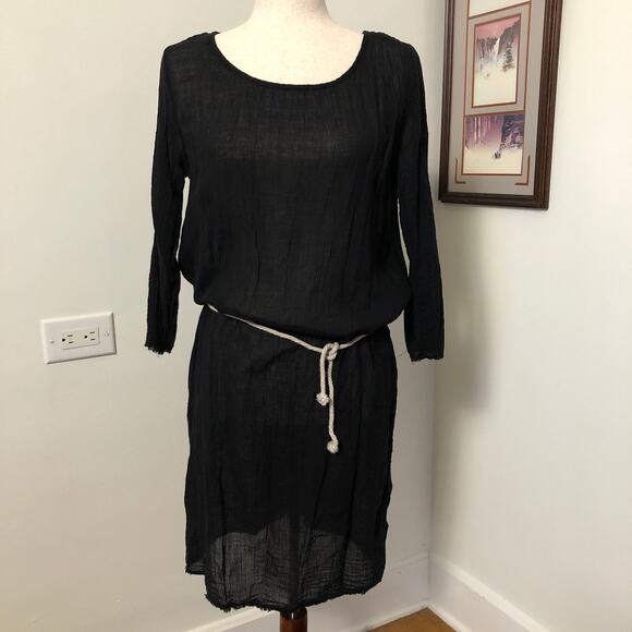 Velvet Graham & Spencer Black Gauze Cotton Dress Swimsuit Cover M USA Langenlook - Picture 1 of 9